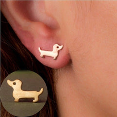 Vintage Hippie Small Sausage Dog Stud Earrings Boho Dog Love Jewelry For Women Shopping