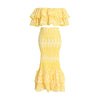 Image of Women's Ruffled Irregular Shirt High Waist Fishtail Skirt Suit Shopping