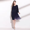 Image of Women's Fashionable Dark Blue Satin Dress Shopping