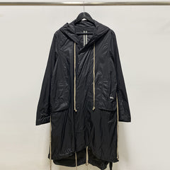 Ro Hooded Casual Thin Style Zipper Black Loose Type Spot Side Seam Insert Bag Solid Color Coat Large Robe Trench Coat Men Shopping