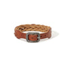 Image of Vintage Vegetable Tanned Full-grain Leather Cowhide Bracelet Woven Adjustable Shopping