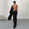 Image of Women's Fashion One-shoulder Sleeve Low Cut Evening Dress Shopping