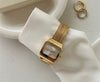 Image of Square Elegant Small Golden Watch Retro Design Shopping