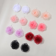 Chiffon Retro Three-dimensional Advanced Rose Camellia Stud Earrings