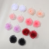 Image of Chiffon Retro Three-dimensional Advanced Rose Camellia Stud Earrings Shopping