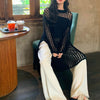 Image of Elegant French Lace Knit Dress, Mandarin Collar Tunic For Layering, Resort Wear Shopping