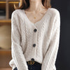 Image of Women's V-Neck Retro Twist Sweater Jacket Shopping