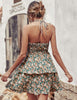 Image of Summer Printed Halter Dress Fashion Boho Backless Ruffled A-Line Beach Dresses For Womens Clothing Shopping