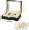 Image of Watch Display Grid Box Lockable Case Faux Leather Jewellry Storage Organiser Shopping