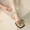 Image of Women's Sandals Square Head Bow Fairy Gentle Inner Match Match Skirt Shopping