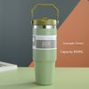 Image of Portable Car Cup Stainless Steel Cup Travel Sports Water Bottle With Handle Cover Coffee Tumbler Cup Shopping