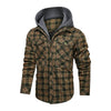 Image of Men Long-sleeved Plaid Jacket Regular Fit Fleece Detachable Hoodies Jackets Shopping