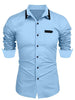 Image of Men's Casual Fashion Business Trends Long-sleeved Shirt Shopping