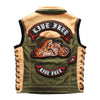 Image of Green Canvas Slim Lapel Punk Motorcycle Vest Shopping