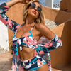 Image of Women's Fashion Popular Print Three Piece Swimwear Shopping