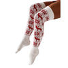 Image of Women Long Socks Christmas Women Knitted Cotton Woolen Stocking Warm Thigh High Over The Knee Cute Deer Printing Socks Twist Cable Crochet Shopping