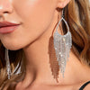 Image of Bohemian Tassel Shiny Long Rhinestone-encrusted Earrings Shopping