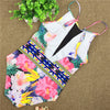 Image of Sexy Mesh One Piece Swimsuit High Cut Swimwear Women Floral Bathing Suit Patchwork Bikini Shopping