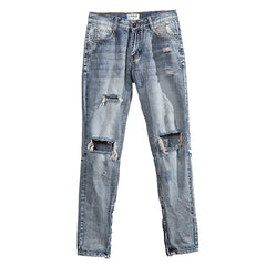 Hip Hop Trend Men's Belt Zipper Jeans