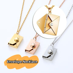 Peach Heart Envelope Necklace Couple Female Secret Hidden Message Pendant Necklace Gift Jewelry Gift Shopping