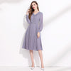 Image of Dark Purple Long-sleeved Chiffon Dress Shopping