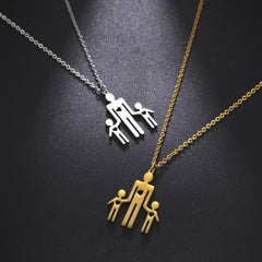 Family Series Titanium Steel Ornament Cut One Large Two Small 304 Material Stainless Steel Necklace Shopping