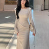 Image of Elegant Fish Tail Niche Design Long Sleeved Dress Shopping