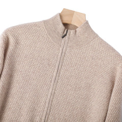 Zippered Half Turtleneck Solid Wool Sweater Loose Knit