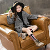 Image of Gray plaid houndstooth coat for girls Shopping