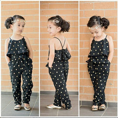 Fashion Summer Kids Girls Clothing Sets Cotton Sleeveless Polka Dot Strap Girls Jumpsuit Clothes Sets Outfits Children Suits Shopping