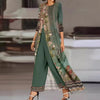 Image of Women Dress Two-piece Emerald Long Style Long Sleeve Printing Shopping