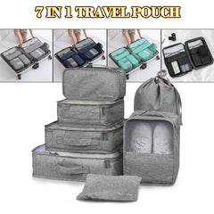 7pcs Packing Cubes Luggage Storage Organiser Travel Compression Suitcase Bags Shopping