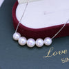 Image of Freshwater Pearl 6-7mm Perfect Circle Strong Light Fine Flaw Pendant S925 Silver Smile Style Necklace Shopping