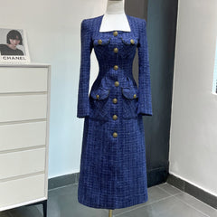 French Tweed Woven Temperament Socialite Dress Shopping