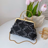 Image of Washed Denim Style Stitching Rhombus Clip Bag Fashion Chain Shoulder Messenger Bag Shopping