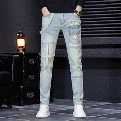 Men's Patchwork Contrast Color Casual Cloth Patch Jeans Shopping