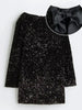 Image of Sequined Lace-up Dress Round Neck Long Sleeve Shopping