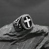 Image of Titanium Steel Personality Vintage Cross Men's Ring Shopping