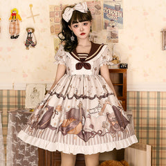 Magic Bear Print Lolita Short Sleeve Dress