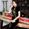 Image of Golden Velvet Retro-improved Beaded Long High-grade Cheongsam Shopping