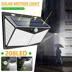 208 LED Solar Power Light Motion Sensor Outdoor Yard Garden Wall Lamp Waterproof Shopping