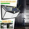 Image of 208 LED Solar Power Light Motion Sensor Outdoor Yard Garden Wall Lamp Waterproof Shopping