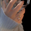 Image of Electroplated Baroque Pearl Zircon Tassel Double-layer Ring Shopping