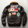 Image of Men's Embroidered Leather Leather Motorcycle Jacket Shopping