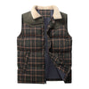 Image of Men Neck Collar Warm Plaid Vest Shopping