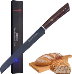 9 Inches Bread Knife Serrated Edge High Carbon Stainless Steel Forged Cutter for Homemade Crusty Bread Amazon Platform Banned Shopping