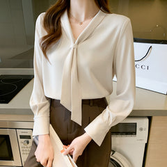 All-matching V-neck Working Clothes Long Sleeve Shopping