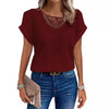 Image of Lace Patchwork Short-sleeved T-shirt Women's Clothing Shopping