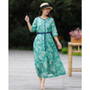 Image of Summer New Cotton Linen Floral Ramie Dress Contrast Color Belt Slim Fit Shopping