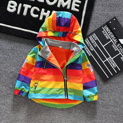 Kids Rainbow Hooded Coat Shopping